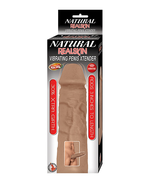 Natural Realskin Vibrating Penis Xtender - Brown - Naughtyaddiction.com