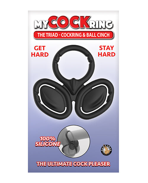 My Cock Ring The Triad Cockring & Ball Cinch - Black - Naughtyaddiction.com