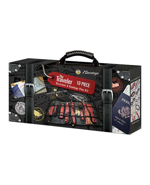 The Ultimate Fantasy Travel Briefcase Restraint & Bondage Play Kit - Burgundy - Naughtyaddiction.com