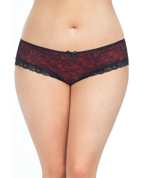 Cage Back Lace Panty Black-red 1x-2x - Naughtyaddiction.com