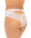 Helena Stretch Lace Open Back Crotchless Panty White 1x-2x - Naughtyaddiction.com