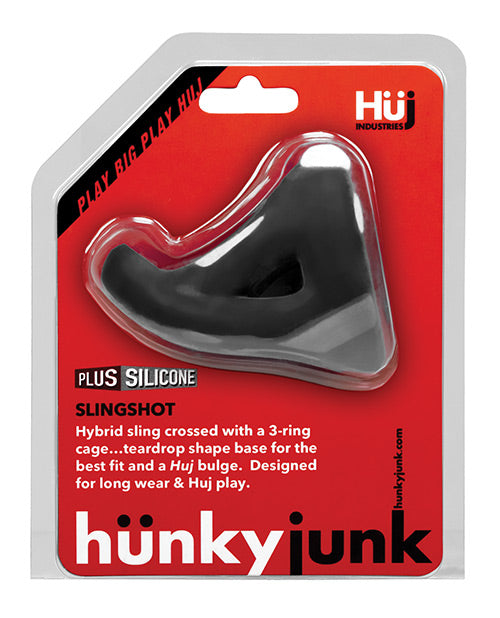 Hunky Junk Slingshot 3 Ring Teardrop - Tar - Naughtyaddiction.com