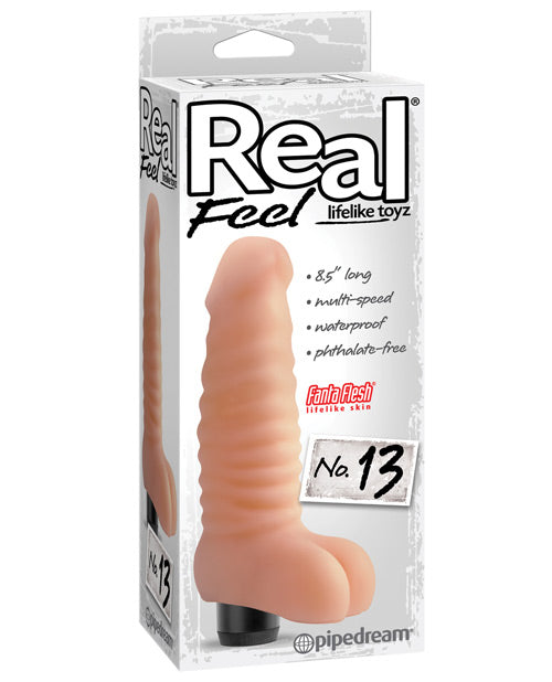 Real Feel No. 13  Long 8.5" Vibe Waterproof - Mutli-speed Flesh - Naughtyaddiction.com