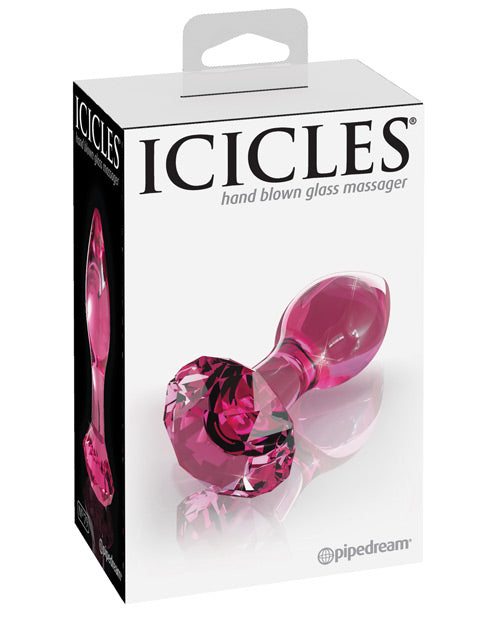 Icicles No. 79 Hand Blown Glass Diamond Butt Plug - Pink - Naughtyaddiction.com