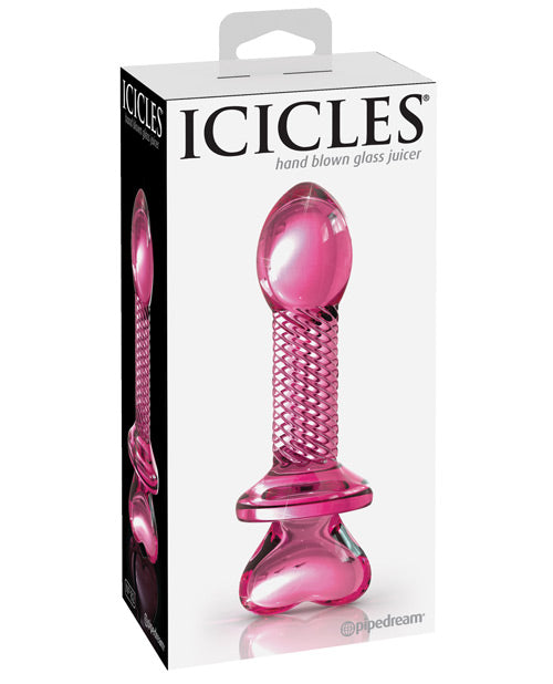 Icicles No. 82 Hand Blown Glass Butt Plug - Ribbed-pink - Naughtyaddiction.com