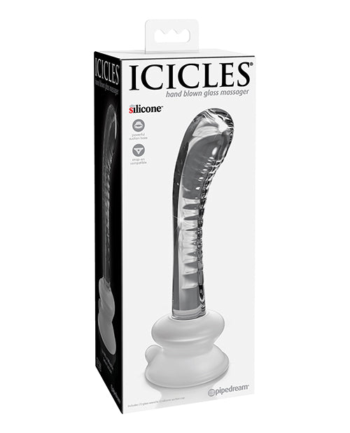 Icicles No. 88 Hand Blown Glass G-spot Massager W-suction Cup -  Clear - Naughtyaddiction.com