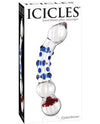 Icicles No. 18 Hand Blown Glass Massager - Clear W-blue Knobs - Naughtyaddiction.com