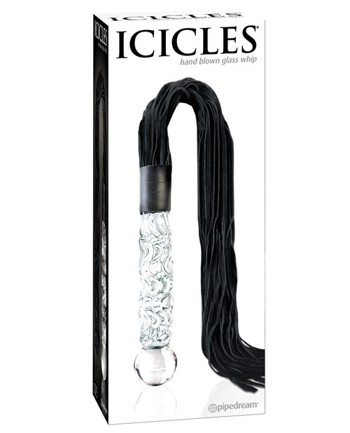 Icicles No. 38 Hand Blown Glass Handled Whip - Clear - Naughtyaddiction.com