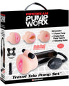 Pump Worx Travel Trio Pump Set - Power Pump, Bullet & 3 Attch. - Naughtyaddiction.com