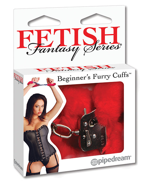 Fetish Fantasy Series Beginner's Furry Cuffs - Red - Naughtyaddiction.com