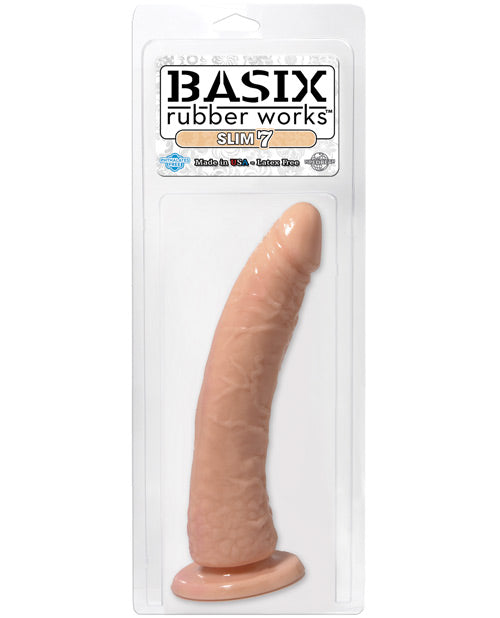 Basix Rubber Works 7" Slim Dong - Flesh - Naughtyaddiction.com