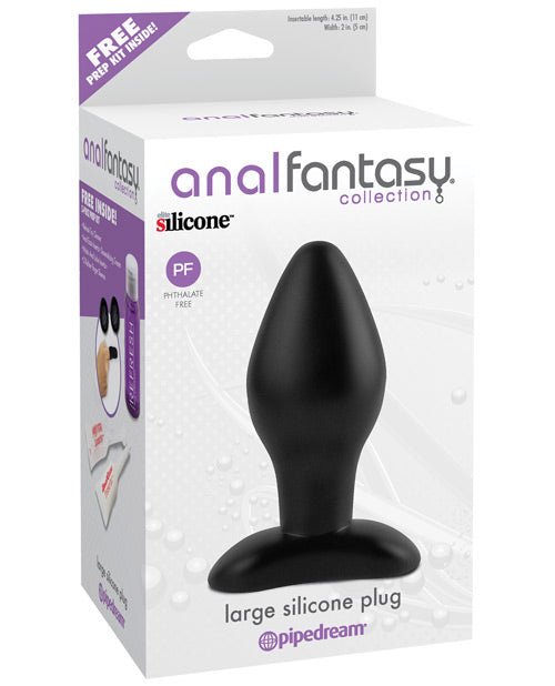Anal Fantasy Collection Large Silicone Plug - Black - Naughtyaddiction.com