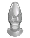 a clear glass vase sitting on top of a table
