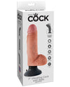 King Cock 7" Vibrating Cock W-balls - Flesh - Naughtyaddiction.com
