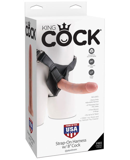 King Cock Strap On Harness W-8" Cock - Flesh - Naughtyaddiction.com