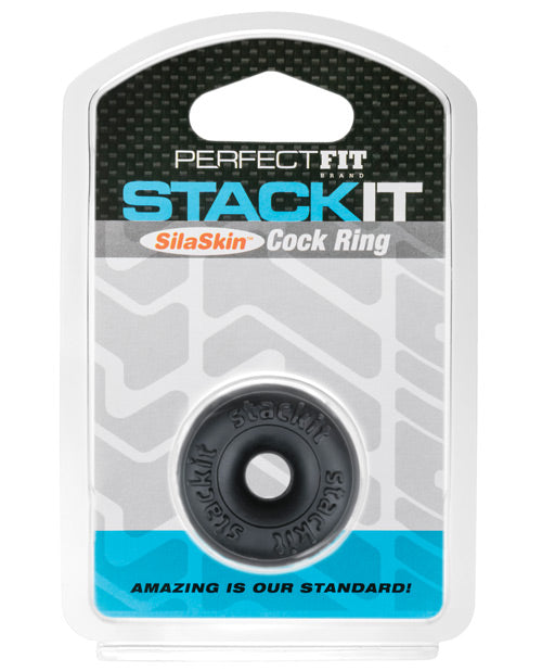 Perfect Fit Stackit Cock Ring - Black - Naughtyaddiction.com