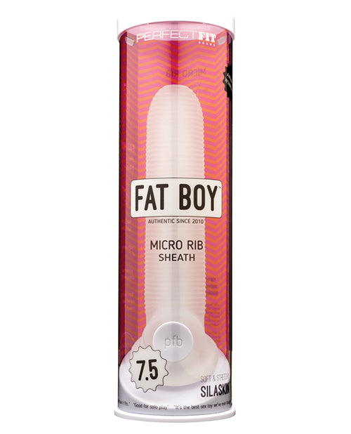 Perfect Fit Fat Boy Micro Ribbed Sheath 7.5" - Clear - Naughtyaddiction.com