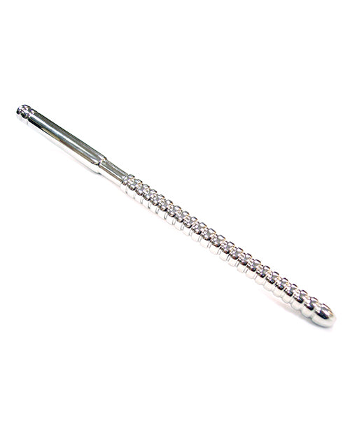 Rouge Stainless Steel Ribbed Solid Urethral Probe - 16.5 Cm Long - Naughtyaddiction.com