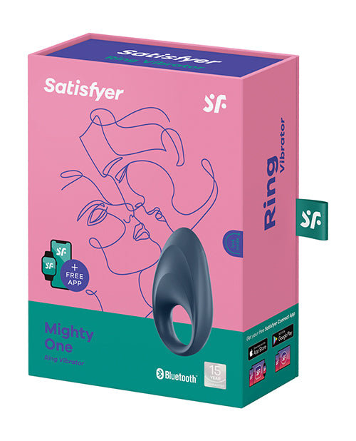 Satisfyer Mighty One Ring W-app - Blue - Naughtyaddiction.com