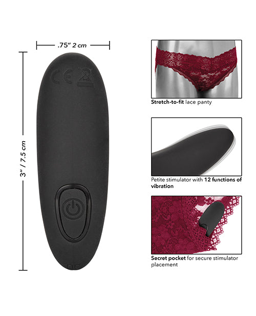 Remote Control Lace Panty Set Burgundy S-m - Naughtyaddiction.com