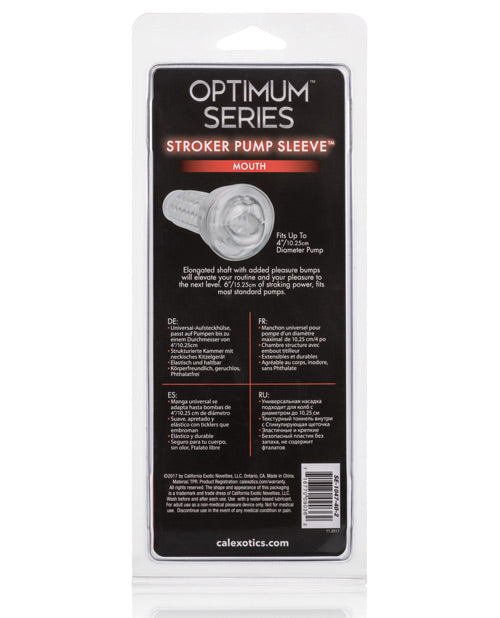 Optimum Series Stroker Pump Sleeve - Mouth Clear - Naughtyaddiction.com