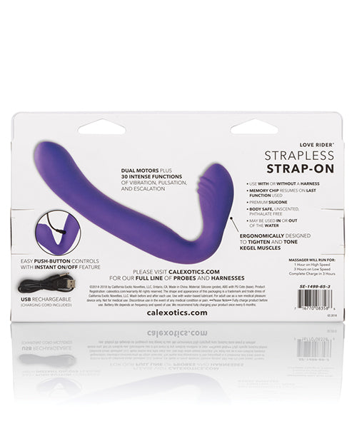 Love Rider Rechargeable Strapless Strap On - Purple - Naughtyaddiction.com