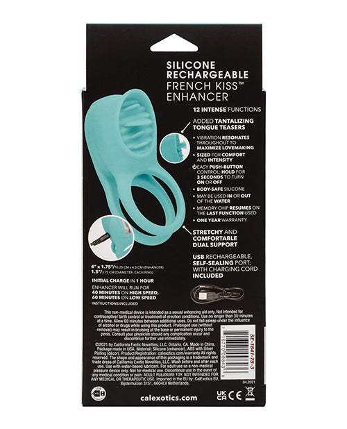 Couple's Enhancers Silicone Rechargeable French Kiss Enhancer - Teal - Naughtyaddiction.com