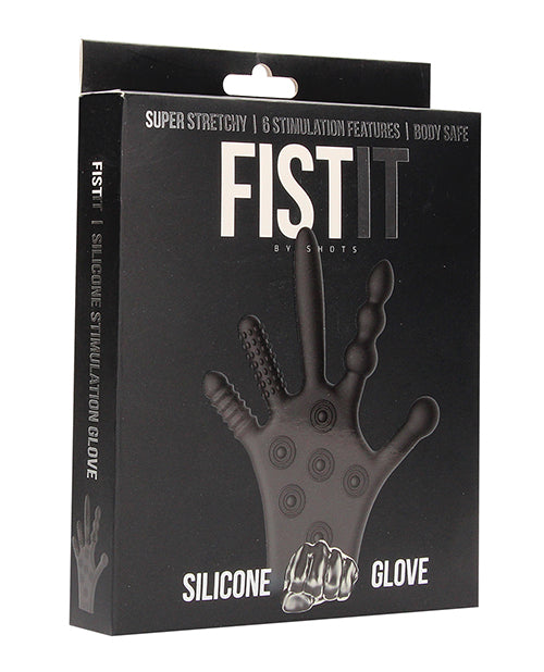 Shots Fistit Silicone Stimulation Glove - Black - Naughtyaddiction.com