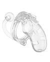 Shots Man Cage Chastity 3.5" Cock Cage W-plug Model 10 - Clear - Naughtyaddiction.com