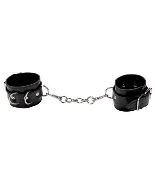 Shots Ouch Leather Cuffs - Black - Naughtyaddiction.com