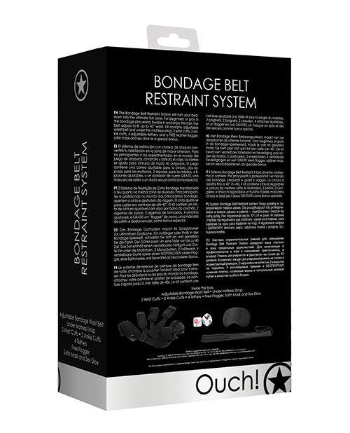 Shots Ouch Bondage Belt Restraint System - Black - Naughtyaddiction.com