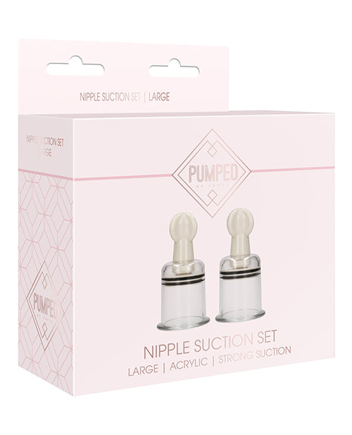 Shots Pumped Nipple Suctions Set - Large Clear - Naughtyaddiction.com