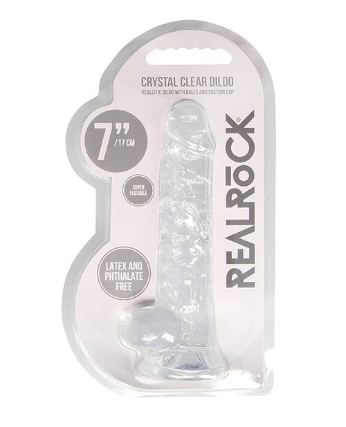 Shots Realrock Realistic Crystal Clear 7" Dildo W-balls - Transparent Clear - Naughtyaddiction.com