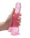 Shots Realrock Realistic Crystal Clear 8" Dildo W-balls - Pink - Naughtyaddiction.com