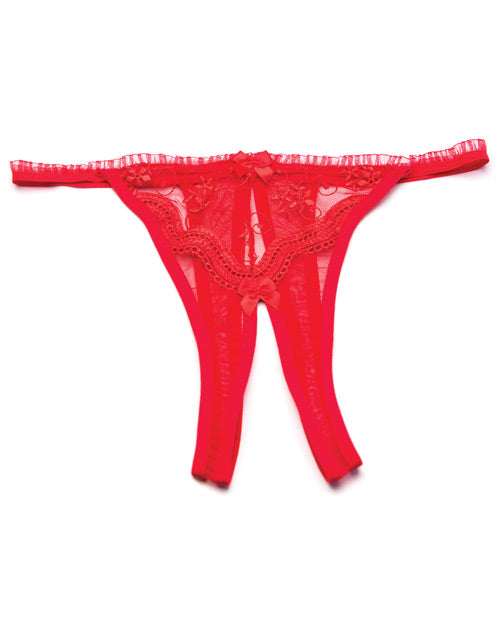 Scalloped Embroidery Crotchless Panty Red O-s - Naughtyaddiction.com