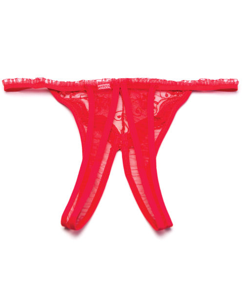 Scalloped Embroidery Crotchless Panty Red O-s - Naughtyaddiction.com