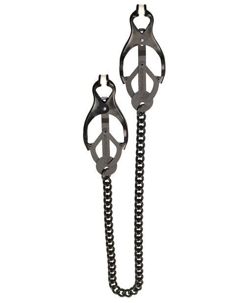 Spartacus Black Butterfly Style Nipple Clamps W-chain - Naughtyaddiction.com