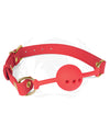Spartacus Silicone Ball Gag W-red Pu Straps - 46 Mm - Naughtyaddiction.com