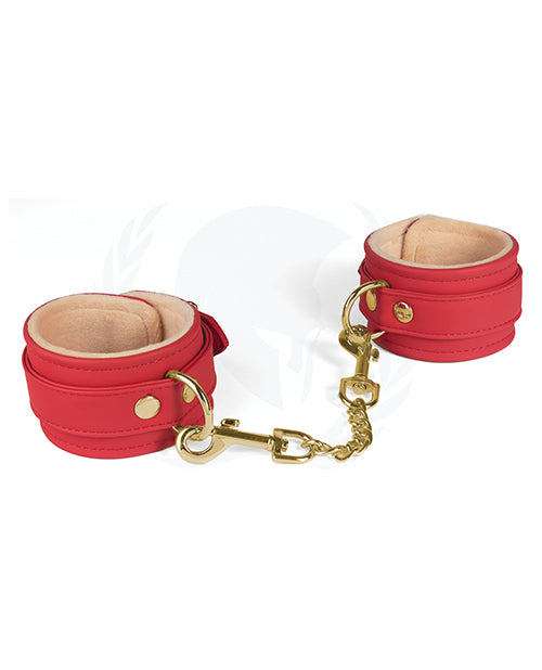 Spartacus Pu Ankle Cuffs W-plush Lining - Red - Naughtyaddiction.com