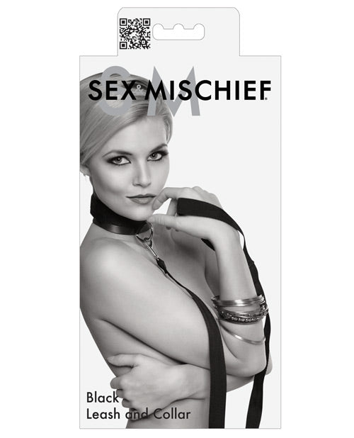 Sex & Mischief Leash & Collar - Black - Naughtyaddiction.com