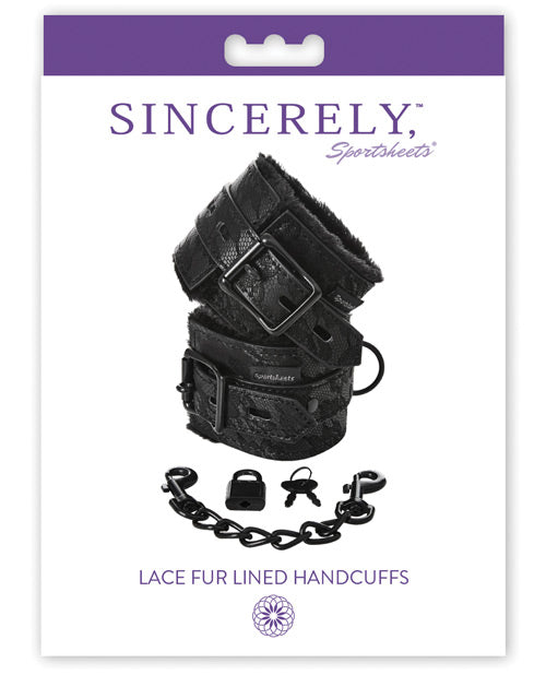 Sincerely Lace Fur Lined Handcuffs - Naughtyaddiction.com