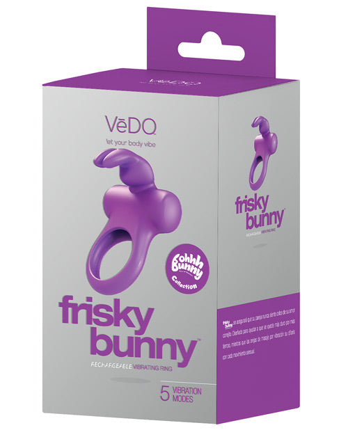 Vedo Frisky Bunny Rechargeable Vibrating Ring - Perfectly Purple - Naughtyaddiction.com
