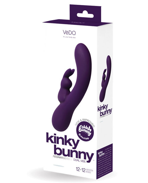 Vedo Kinky Bunny Plus Rechargeable Dual Vibe - Deep Purple - Naughtyaddiction.com