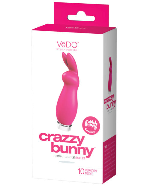Vedo Crazzy Bunny Rechargeable Bullet - Pretty In Pink - Naughtyaddiction.com