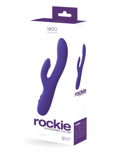 Vedo Rockie Rechargeable Dual Vibe - Indigo - Naughtyaddiction.com