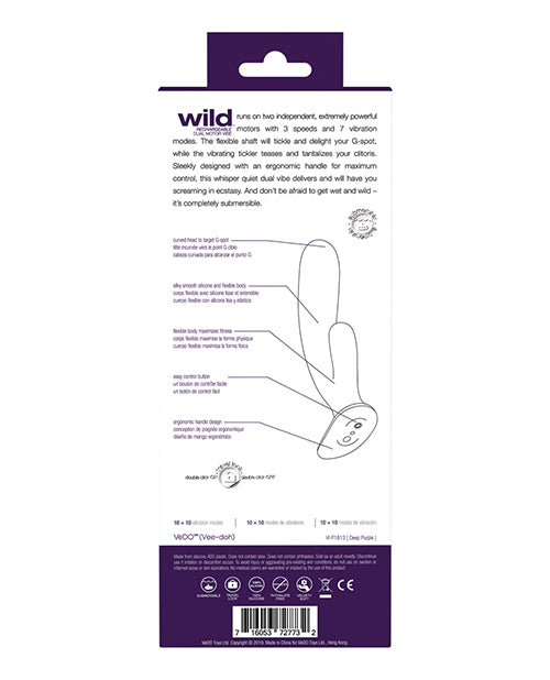 Vedo Wild Rechargeable Dual Vibe - Purple - Naughtyaddiction.com