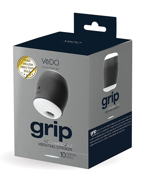 Vedo Grip Rechargeable Vibrating Sleeve - Just Black - Naughtyaddiction.com