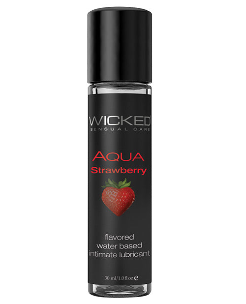 Wicked Sensual Care Aqua Water Based Lubricant - 1 Oz Strawberry - Naughtyaddiction.com