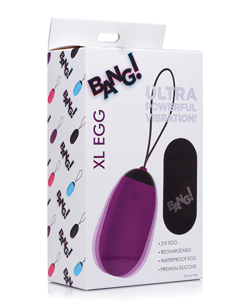 Bang! Xl Vibrating Egg - Purple - Naughtyaddiction.com