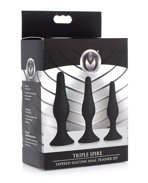Master Series Triple Tapered Silicone Anal Trainer - Black Set Of 3 - Naughtyaddiction.com